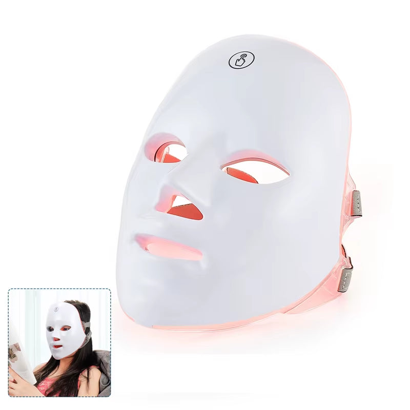 Wireless 7 Colors LED Face Beauty Machine Photon Facial Neck Skin Tighten Rejuvenation Facial Neck Mask